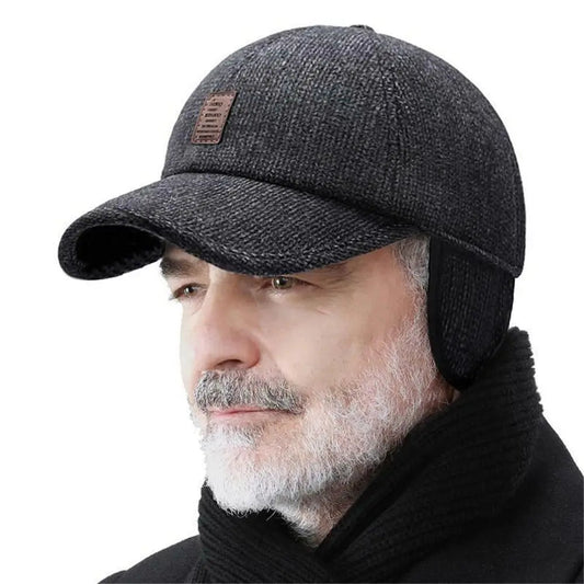 Men's Winter Hat with Ear Protection and Adjustable Snapback