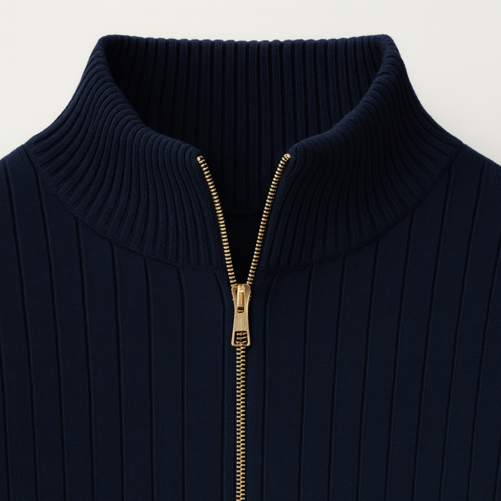 Men's Ribbed Half Zip Jumper for Comfortable Style