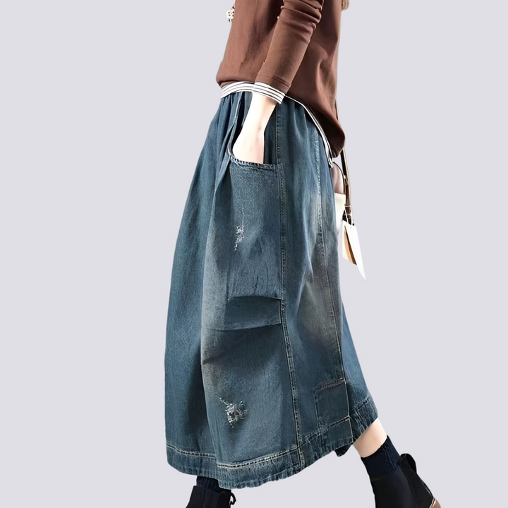 Women's Timeless Patchwork Denim Skirt