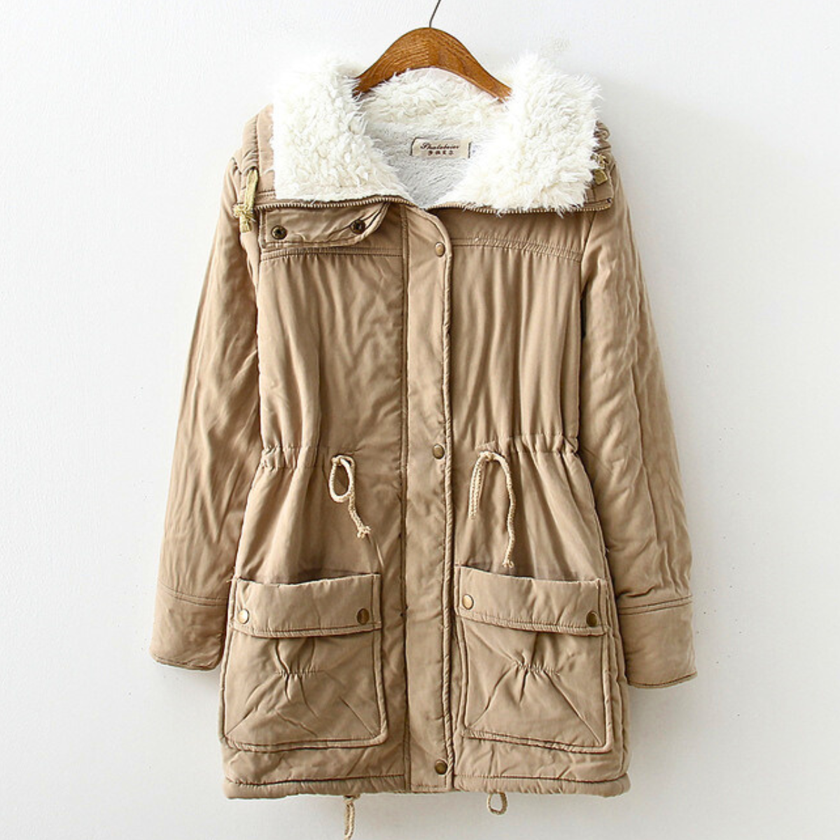 Damen-Winterparka mit Sherpa-Futter und verstellbarer Taille