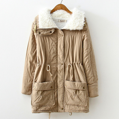 Damen-Winterparka mit Sherpa-Futter und verstellbarer Taille
