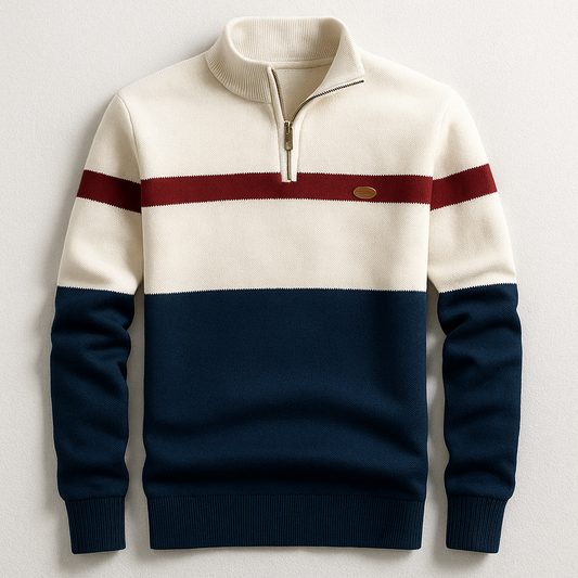 Men's Cotton Quarter Zip Pullover with Tailored Fit for Fall