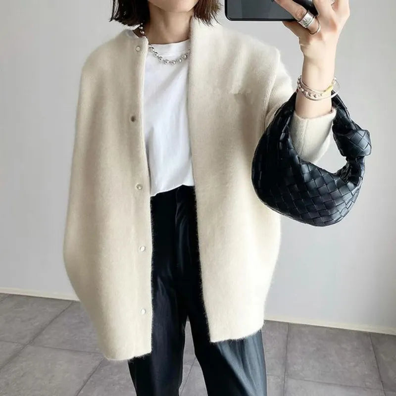 Women's Cozy Knitted Cardigan with Button Closure