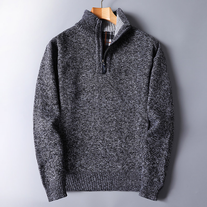 Men's Cozy Knit Sweater with Zipper Closure