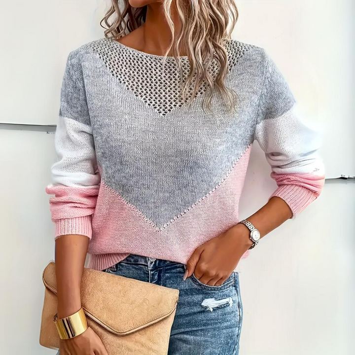 Women's Stylish Pink Sweater with Unique Accents