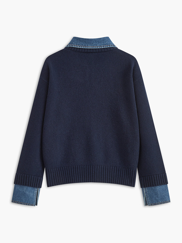 Women's 2-in-1 Panel Lapel Sweater
