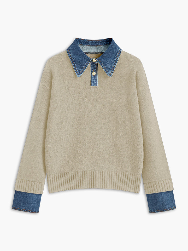 Women's 2-in-1 Panel Lapel Sweater