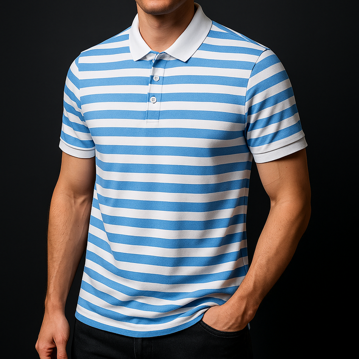 Men's Striped Cotton Polo Shirt
