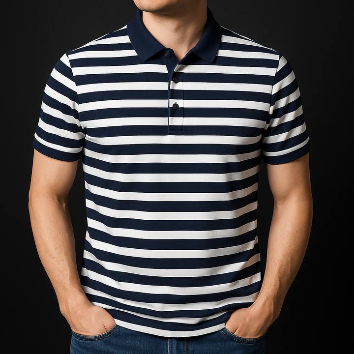 Men's Striped Cotton Polo Shirt