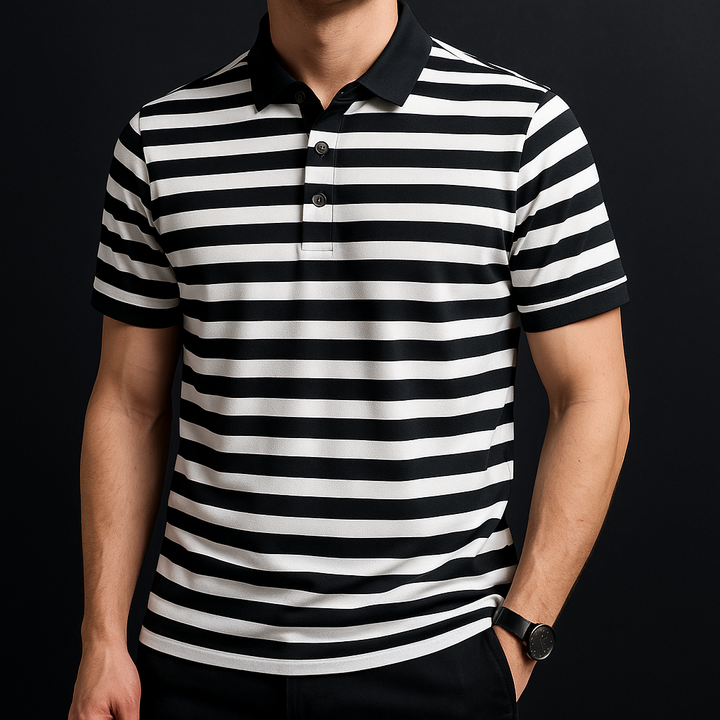 Men's Striped Cotton Polo Shirt