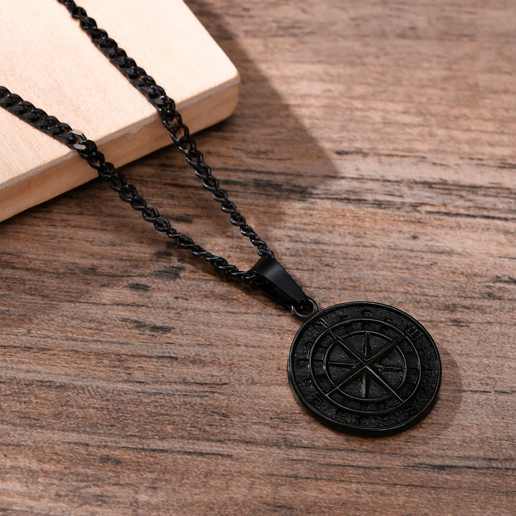 Stylish Steel Compass Pendant Necklace for Adventurers