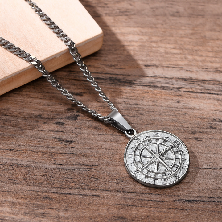 Stylish Steel Compass Pendant Necklace for Adventurers