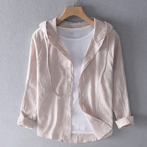Zack | Men's Casual Long Sleeve Linen Shirt with Hood