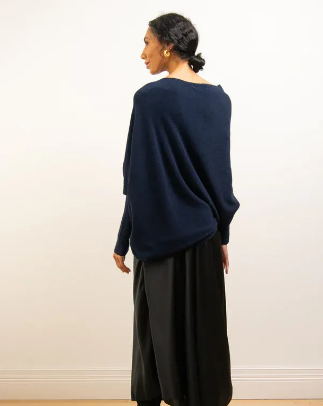 Women's Off-Shoulder Knit Top with Swing Collar | Elegant Style