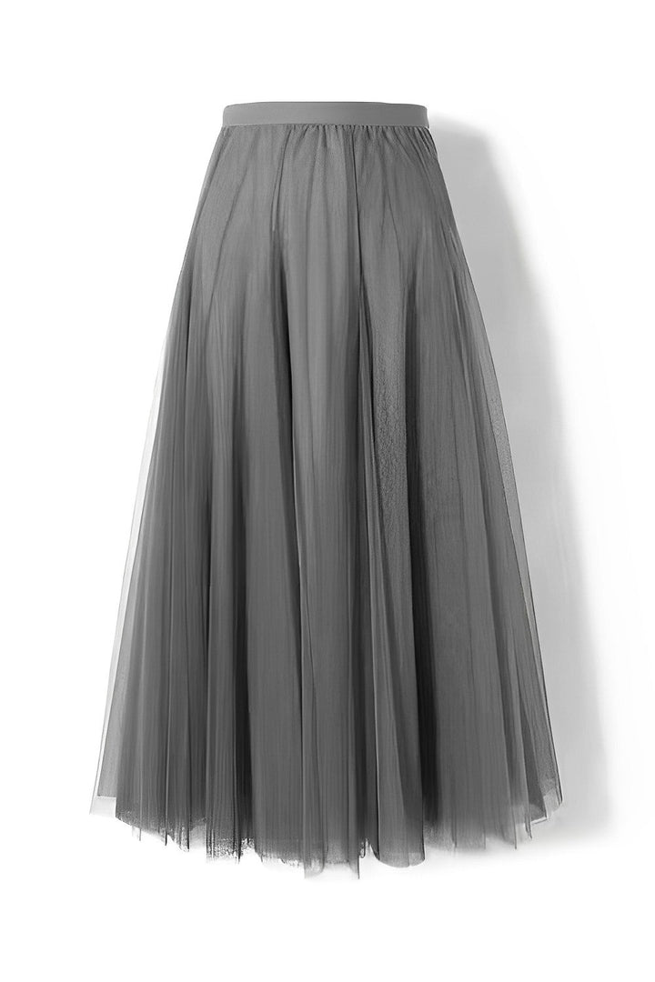 Women's Pleated Midi Skirt in Mesh Fabric