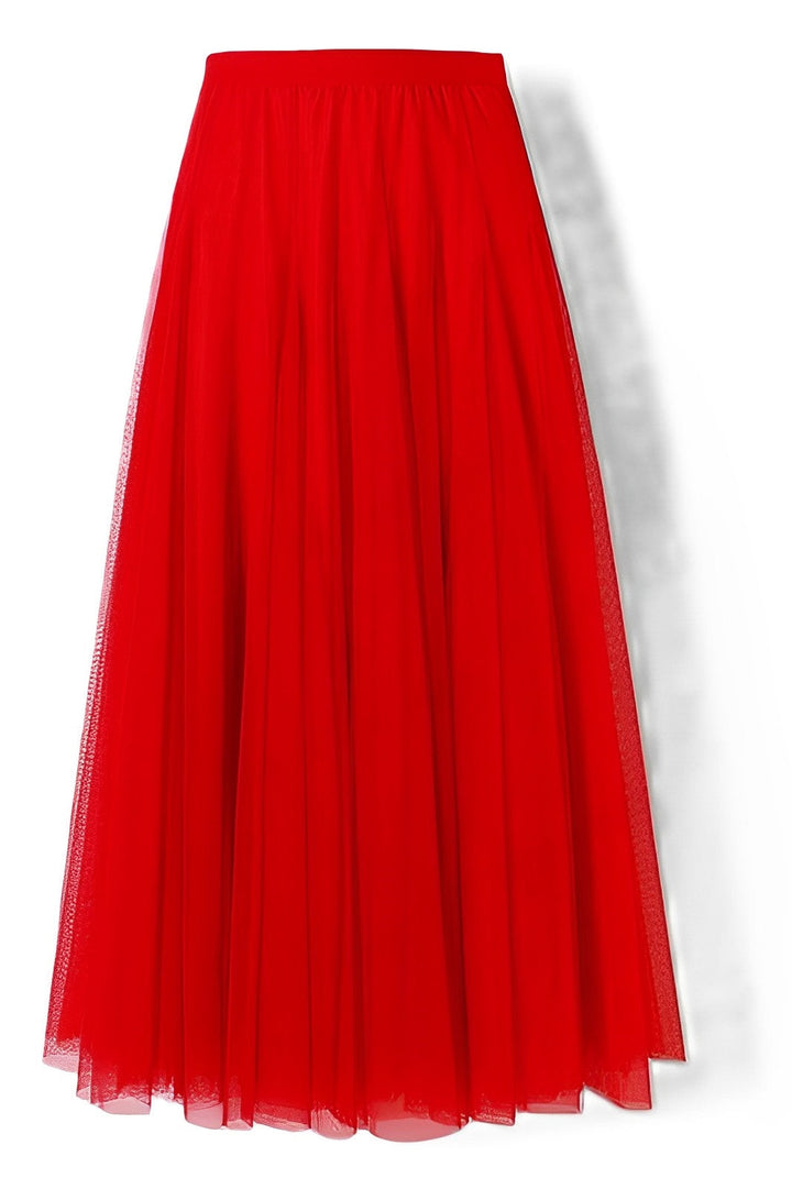 Women's Pleated Midi Skirt in Mesh Fabric