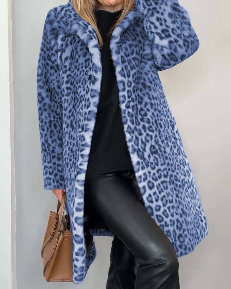 Women's Long Leopard Print Coat