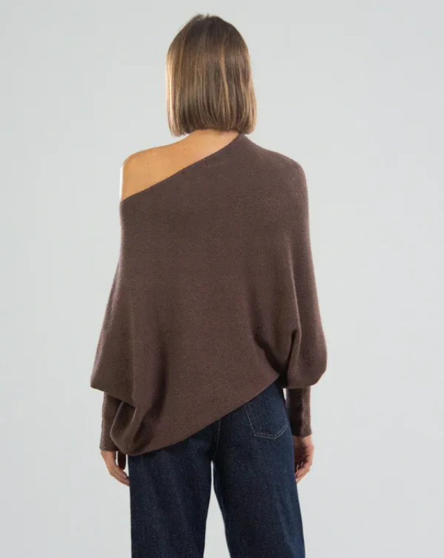 Women's Off-Shoulder Knit Top with Swing Collar | Elegant Style