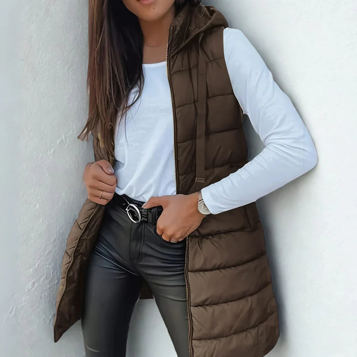 Women's Long Hooded Puffer Vest