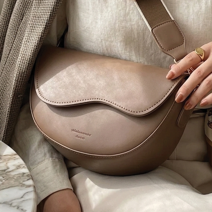 Emma | Women's Vegan Leather Curved Flap Crossbody Bag