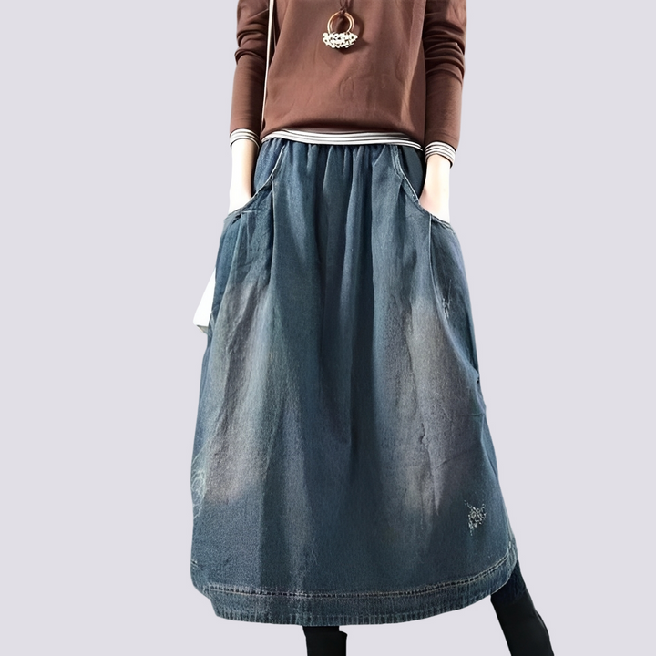 Women's Timeless Patchwork Denim Skirt