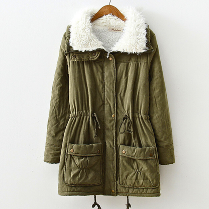 Damen-Winterparka mit Sherpa-Futter und verstellbarer Taille
