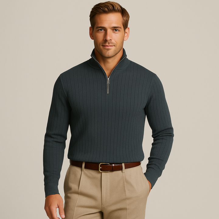 Men's Ribbed Half Zip Jumper for Comfortable Style