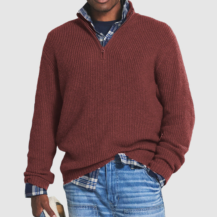 Men's Half Zip Sweater | Ribbed Jumper for Trendy Layering