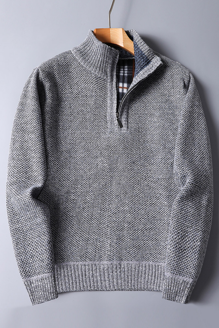 Men's Cozy Knit Sweater with Zipper Closure