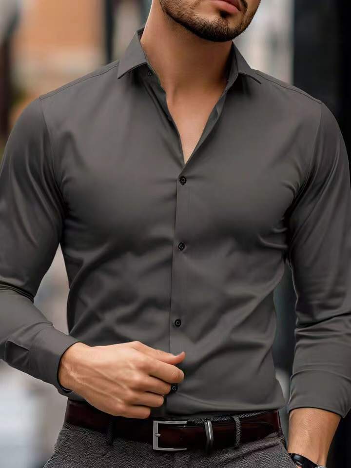 Men's Long-Sleeve Formal Office Shirt