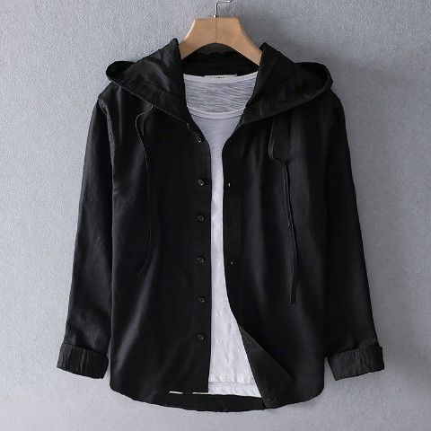 Zack | Men's Casual Long Sleeve Linen Shirt with Hood