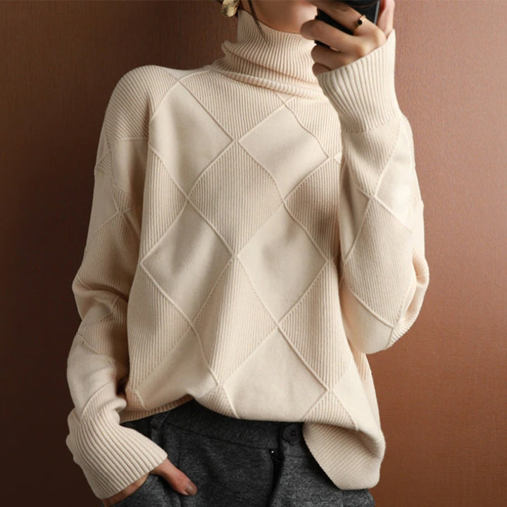 Women’s Stylish Roll Knitted Jumper for a Chic Look