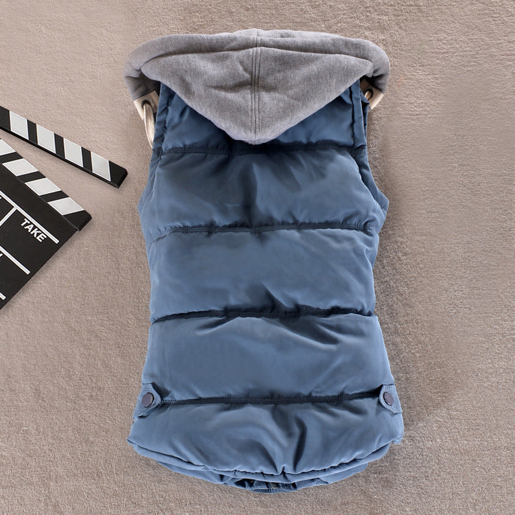 Women's Insulated Hooded Vest with Snap Button Closure