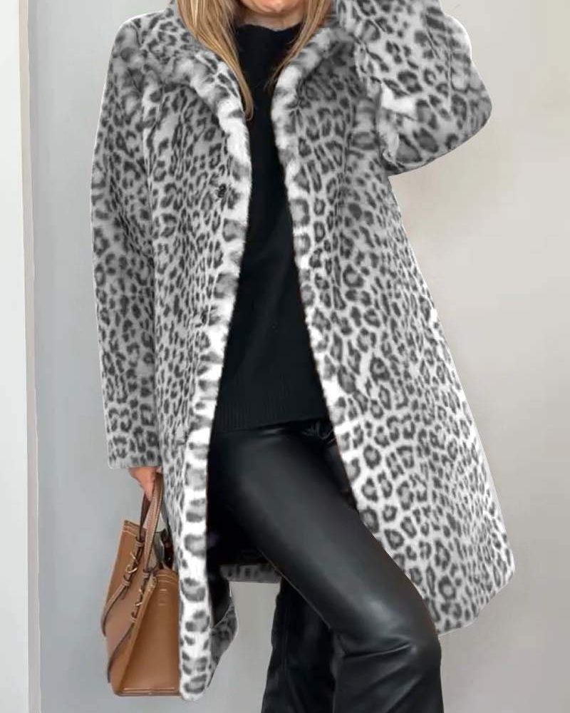 Women's Long Leopard Print Coat
