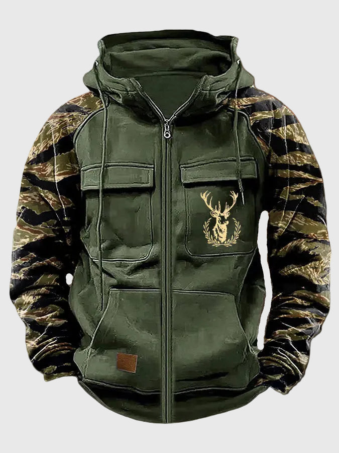 Men's Hooded Jacket with Pockets and Adjustable Drawstring