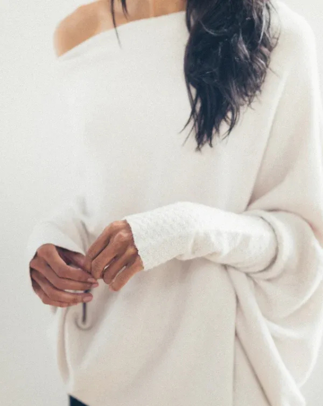 Women's Off-Shoulder Knit Top with Swing Collar | Elegant Style