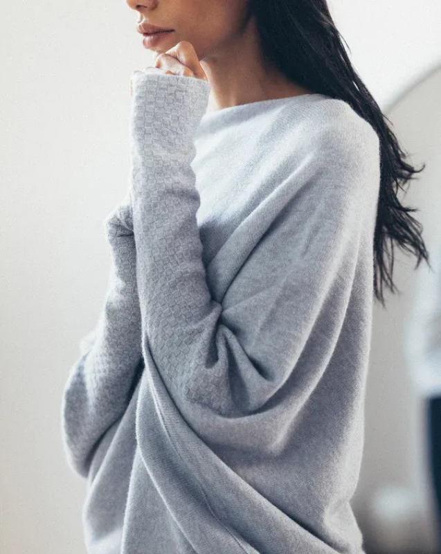 Women's Off-Shoulder Knit Top with Swing Collar | Elegant Style