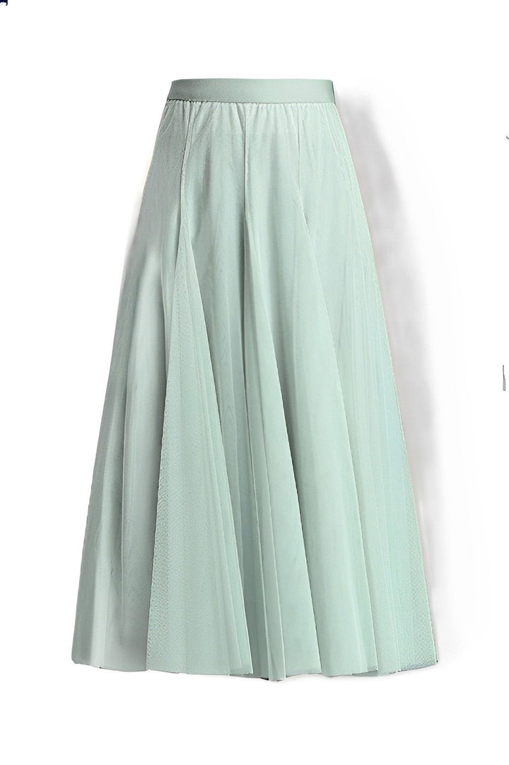 Women's Pleated Midi Skirt in Mesh Fabric