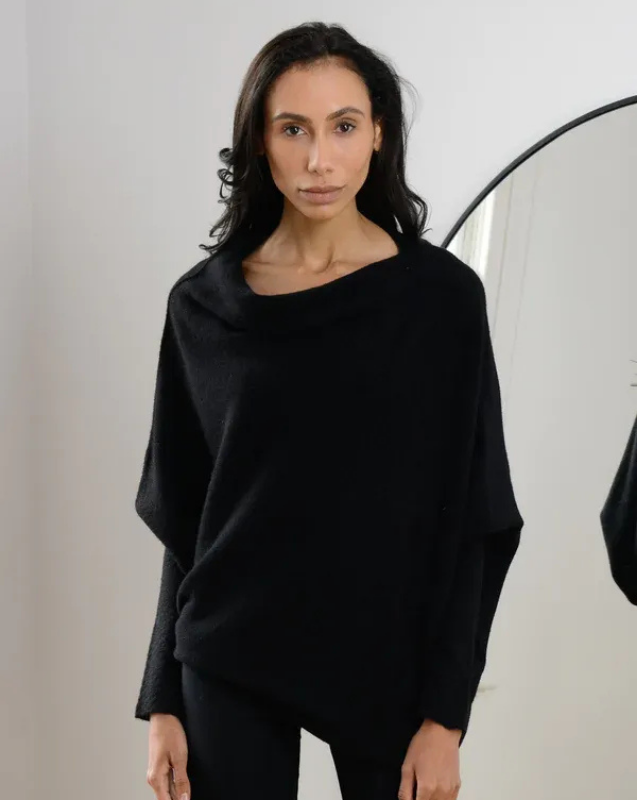 Women's Off-Shoulder Knit Top with Swing Collar | Elegant Style