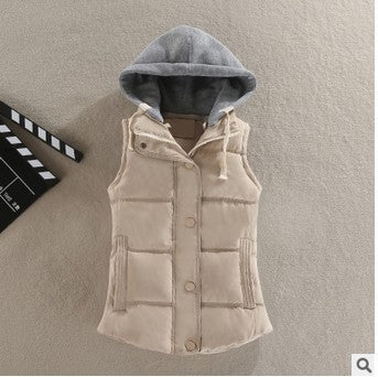 Women's Insulated Hooded Vest with Snap Button Closure