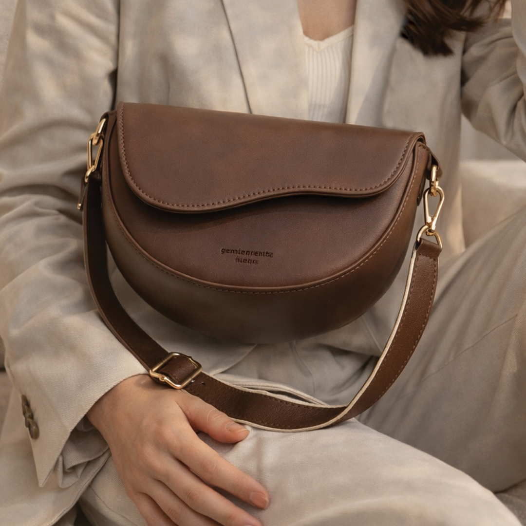 Emma | Women's Vegan Leather Curved Flap Crossbody Bag