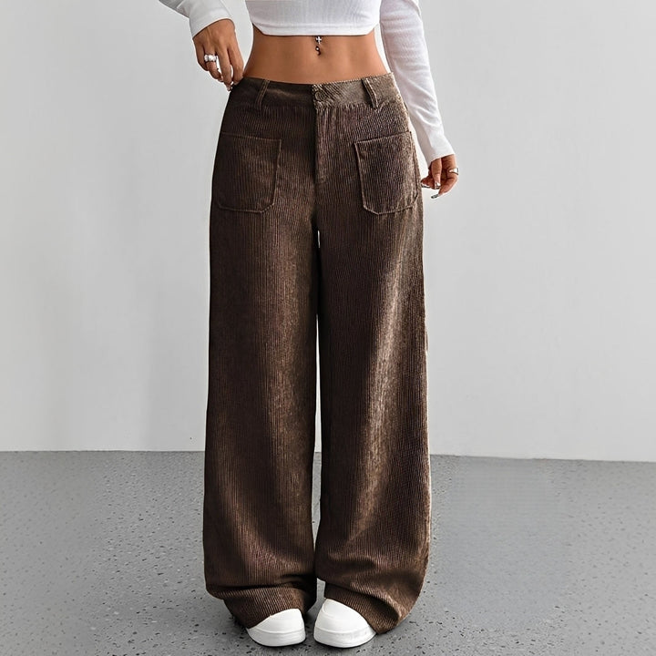 Isabelle | Women's High-Waisted Corduroy Trousers