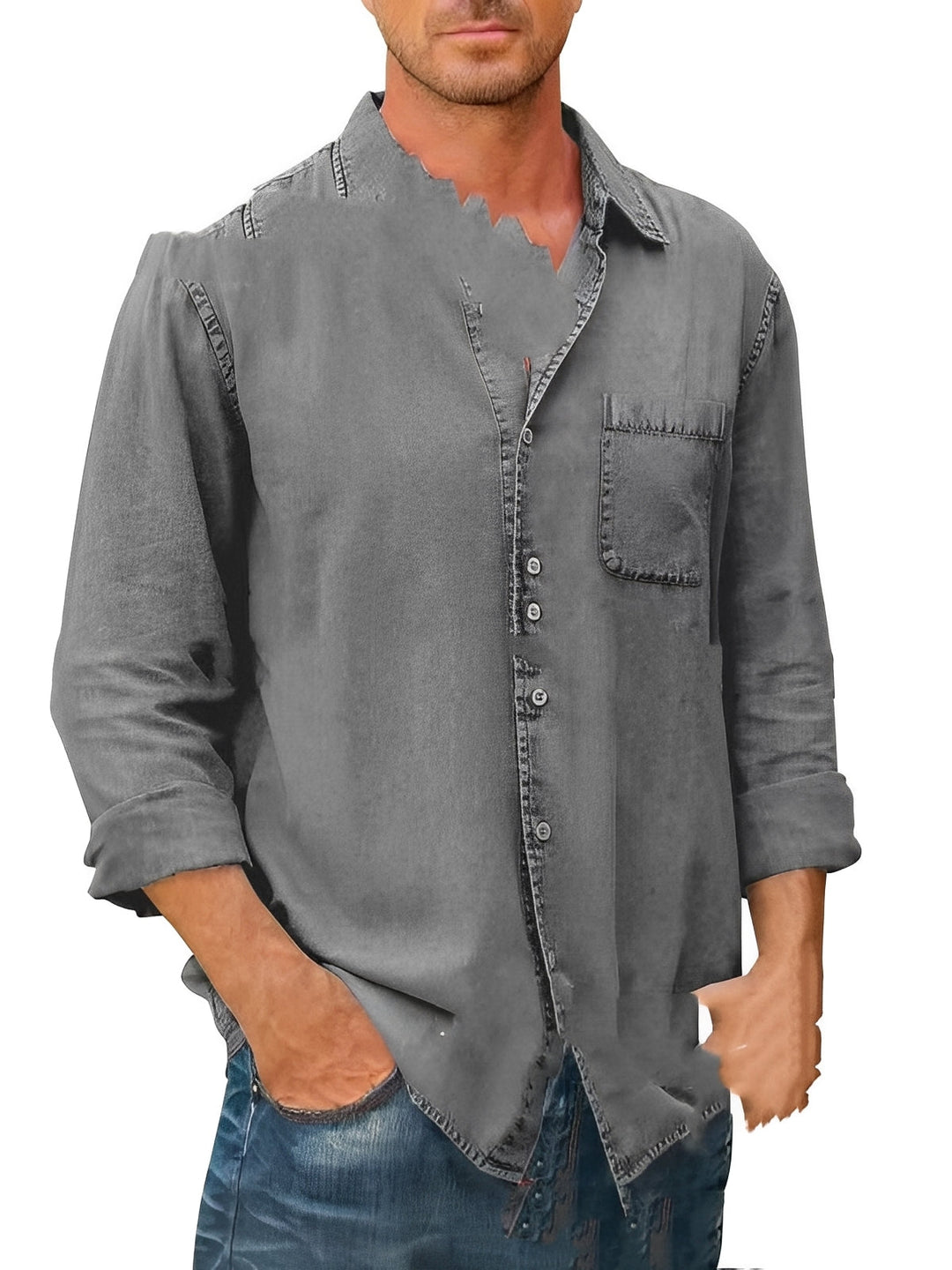 Alfie | Men's Long-Sleeve Casual Washed Shirt