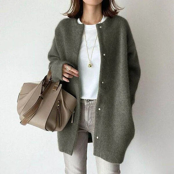Women's Cozy Knitted Cardigan with Button Closure