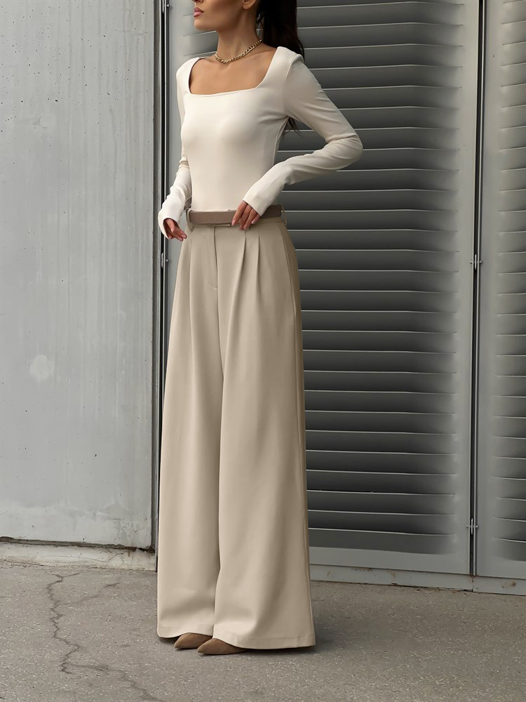 Women's High Waisted Wide Leg Casual Trousers