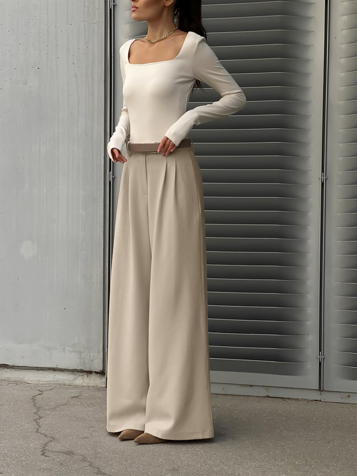 Women's High Waisted Wide Leg Casual Trousers