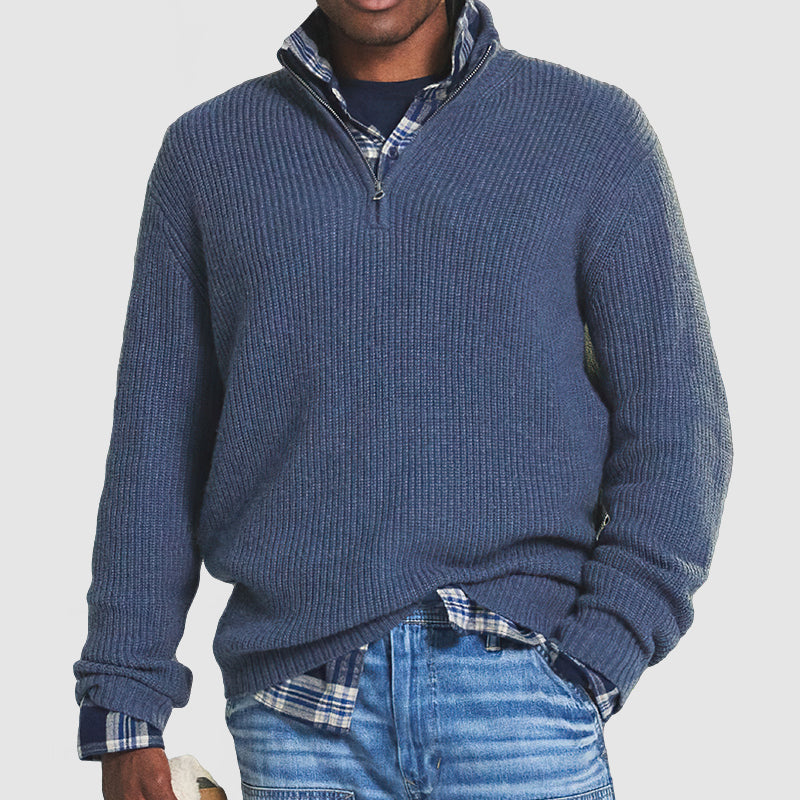 Men's Half Zip Sweater | Ribbed Jumper for Trendy Layering