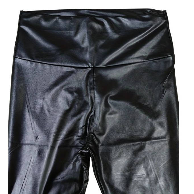 Women's Black High Waisted Faux Leather Leggings
