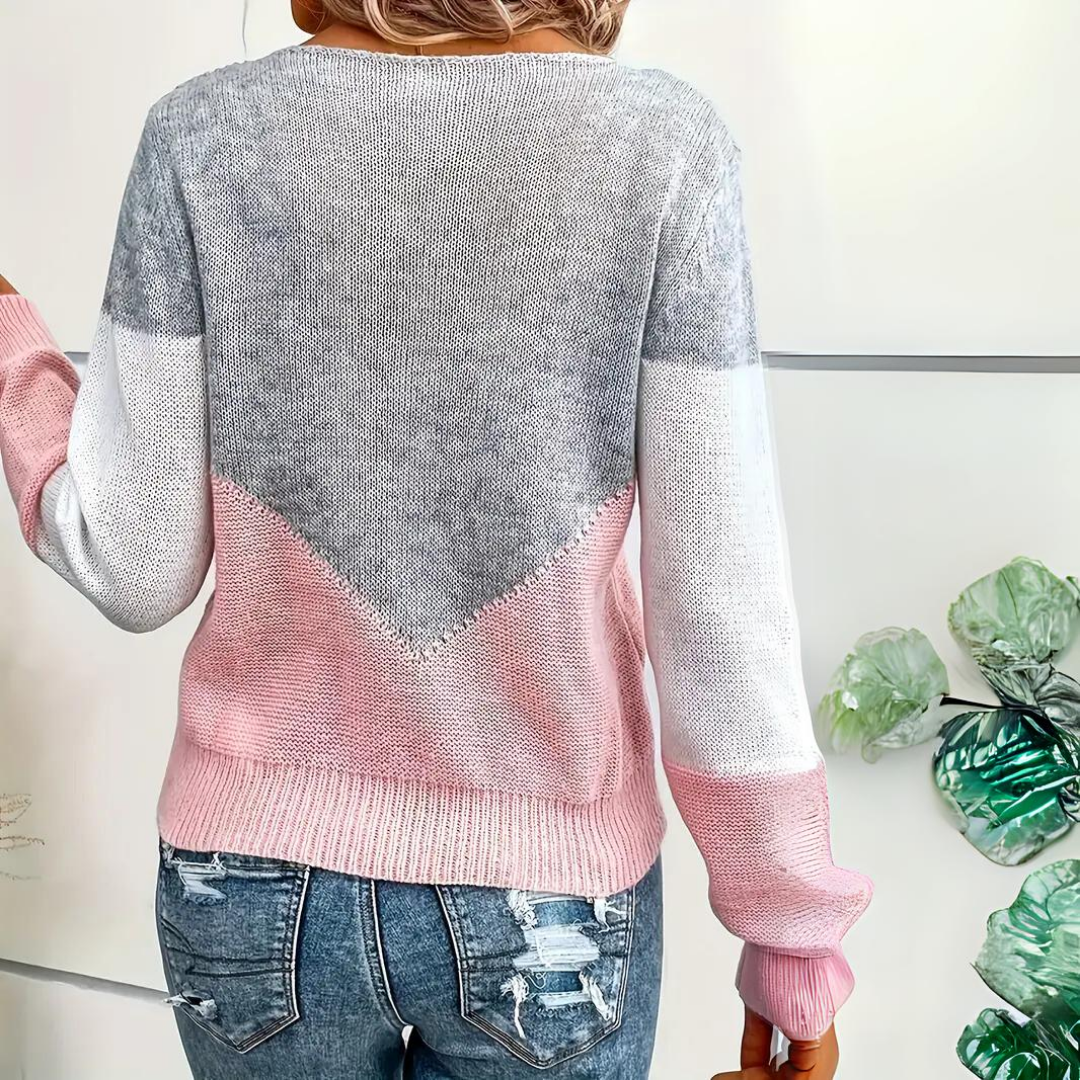 Women's Stylish Pink Sweater with Unique Accents