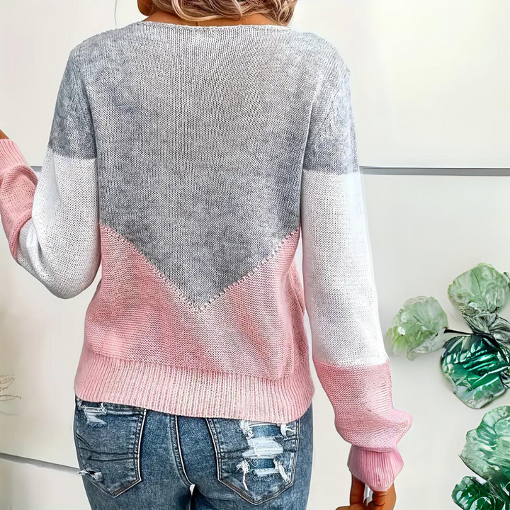 Women's Stylish Pink Sweater with Unique Accents